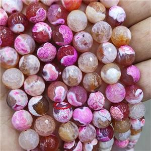 Fire Agate Beads Hotpink Dye Faceted Round, approx 10mm dia [GA3146]