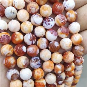Natural Veins Agate Beads Orange Dye Fired Smooth Round, approx 10mm dia [GA3147]