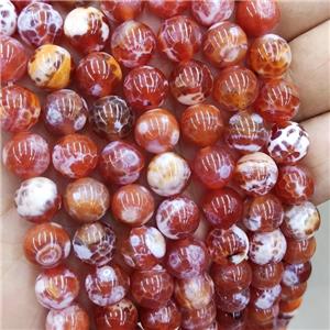 Natural Veins Agate Beads Red Dye Fired Smooth Round, approx 10mm dia [GA3148]