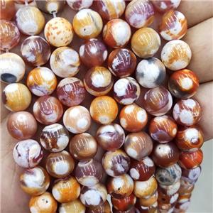 Natural Agate Beads Fired Red Orange Dye Smooth Round, approx 10mm [GA3149]