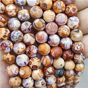 Natural Agate Beads Fired Orange Dye Smooth Round, approx 10mm [GA3150]