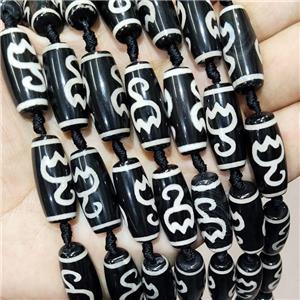 Tibetan Agate Rice Beads Black, approx 10-25mm, 11pcs per st [GA3154]