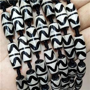 Tibetan Style Agate Rice Beads Wave White Black, approx 10-25mm, 11pcs per st [GA3156]