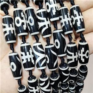 Tibetan Agate Rice Beads Black, approx 10-25mm, 11pcs per st [GA3157]