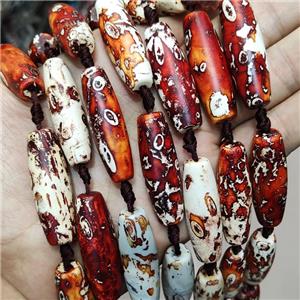 Natural Agate Rice Beads Red Dye Woodskin, approx 13-40mm, 8pcs per st [GA3163]