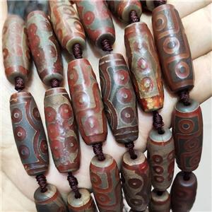 Tibetan Agate Rice Beads Red Evil Eye, approx 14-40mm, 8pcs per st [GA3165]