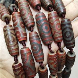 Tibetan Style Agate Rice Beads Evil Eye Red, approx 14-40mm, 8pcs per st [GA3166]