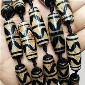 Tibetan Agate Rice Beads Black, approx 14-40mm, 8pcs per st [GA3170]