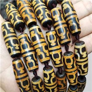 Tibetan Agate Rice Beads Yellow Black, approx 14-40mm, 8pcs per st [GA3171]