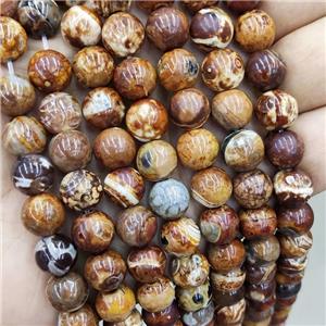 Natural Agate Beads Orange Dye Fire Smooth Round, approx 10mm dia [GA3187]