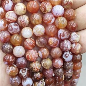 Natural Agate Beads Red Dye Fire Smooth Round, approx 10mm dia [GA3188]