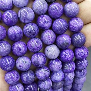 Natural Agate Beads Purple Dye Smooth Round, approx 14mm dia [GA3196]