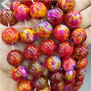 Natural Agate Beads Orange Dye Smooth Round, approx 20mm dia [GA3201]