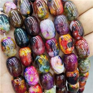 Natural Agate Beads Multicolor Dye Barrel, approx 13-18mm, 22pcs per st [GA3203]