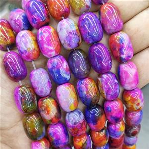 Natural Agate Beads Multicolor Dye Barrel, approx 13-18mm, 22pcs per st [GA3205]