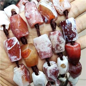 Natural Agate Beads Fire Red Dye Freeform, approx 18-28mm, 9pcs per st [GA3212]