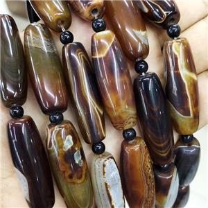 Natural Agate Rice Beads Chocolate Dye, approx 14-40mm, 8pcs per st [GA3227]