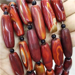 Natural Agate Rice Beads Red Dye, approx 14-40mm, 8pcs per st [GA3228]