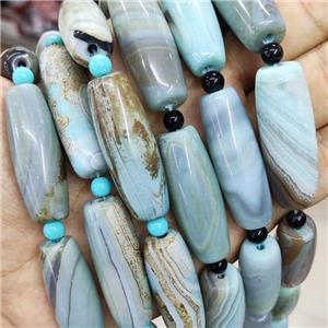 Natural Agate Rice Beads Teal Dye, approx 14-40mm, 8pcs per st [GA3229]