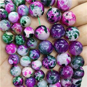 Natural Agate Beads Fuchsia Dye Smooth Round, approx 14mm dia [GA3233-14MM]