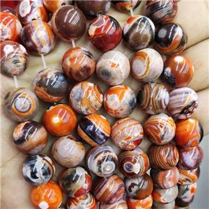 Natural Fire Agate Beads Red Dye Smooth Round, approx 14mm dia [GA3235]