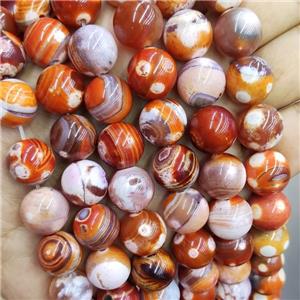 Natural Fire Agate Beads Red Dye Smooth Round, approx 14mm dia [GA3236]