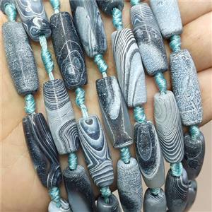 Stripe Agate Rice Beads Grayblue, approx 10-30mm, 10pcs per st [GA3249]