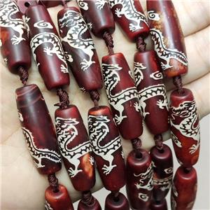 Tibetan Agate Rice Beads Dragon Red, approx 14-40mm, 8pcs per st [GA3251]