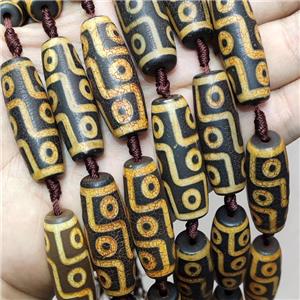Tibetan Agate Rice Beads Evil Eye Yellow, approx 13-40mm, 8pcs per st [GA3252]