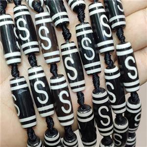 Tibetan Agate Rice Beads Black, approx 10-30mm, 10pcs per st [GA3254]