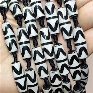 Tibetan Agate Rice Beads Black White Double Wave, approx 10-30mm, 10pcs per st [GA3255]