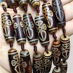 Tibetan Agate Rice Beads, approx 14-40mm, 8pcs per st [GA3256]