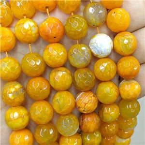 Orange Veins Agate Beads Dye Faceted Round, approx 14mm [GA3261]