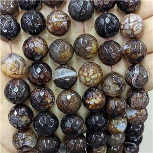 Deepcoffee Veins Agate Beads Dye Faceted Round, approx 14mm [GA3263]