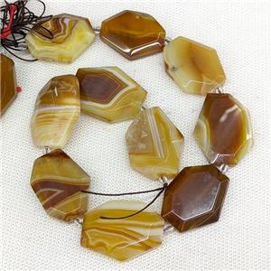 Natural Agate Slice Beads Stripe Freeform Coffee Dye, approx 25-33mm [GA3274]