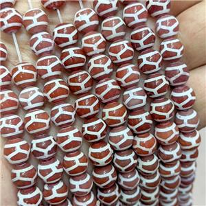 Tibetan Agate Beads Red Smooth Round Tortoise, approx 8mm dia [GA3284]