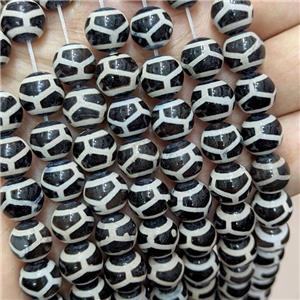 Tibetan Agate Beads Black Smooth Round Tortoise, approx 10mm dia, 35pcs per st [GA3285]