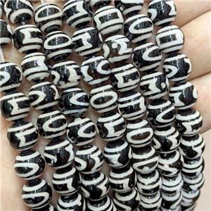 Tibetan Agate Beads Black Smooth Round, approx 10mm dia, 35pcs per st [GA3286]