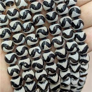 Tibetan Agate Beads Black Smooth Round, approx 10mm dia, 35pcs per st [GA3288]