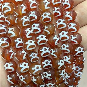 Tibetan Agate Beads Red Smooth Round, approx 10mm dia, 35pcs per st [GA3290]