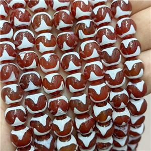 Tibetan Agate Beads Red Smooth Round Wave, approx 10mm dia, 35pcs per st [GA3291]