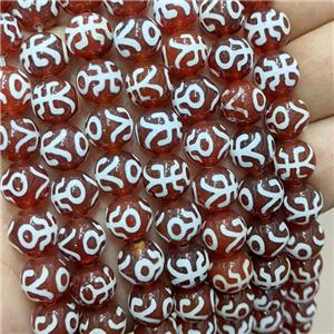 Tibetan Agate Beads Red Smooth Round, approx 10mm dia, 35pcs per st [GA3294]