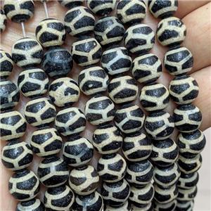 Tibetan Agate Beads Black Round Tortoise, approx 10mm dia [GA3305]