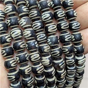 Tibetan Agate Beads Black Round, approx 10mm dia [GA3306]