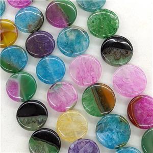 Agate Druzy Coin Beads Mixed Color Dye, approx 20mm [GA3318-20MM]