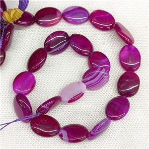 Natural Stripe Agate Oval Beads Hotpink Dye, approx 15-20mm [GA3326]