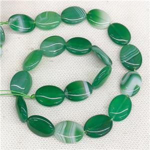 Natural Stripe Agate Oval Beads Green Dye, approx 15-20mm [GA3327]