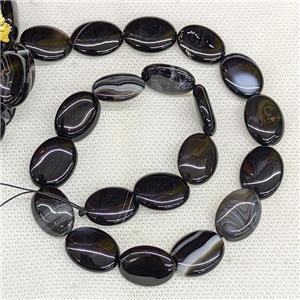 Natural Stripe Agate Oval Beads Black Dye, approx 15-20mm [GA3329]