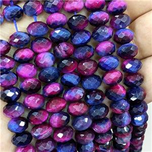 Natural Tiger Eye Stone Beads Faceted Rondelle Multicolor Dye, approx 8mm [GA3333-8MM]
