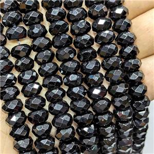Natural Black Onyx Agate Beads Faceted Rondelle, approx 6-10mm [GA3334]